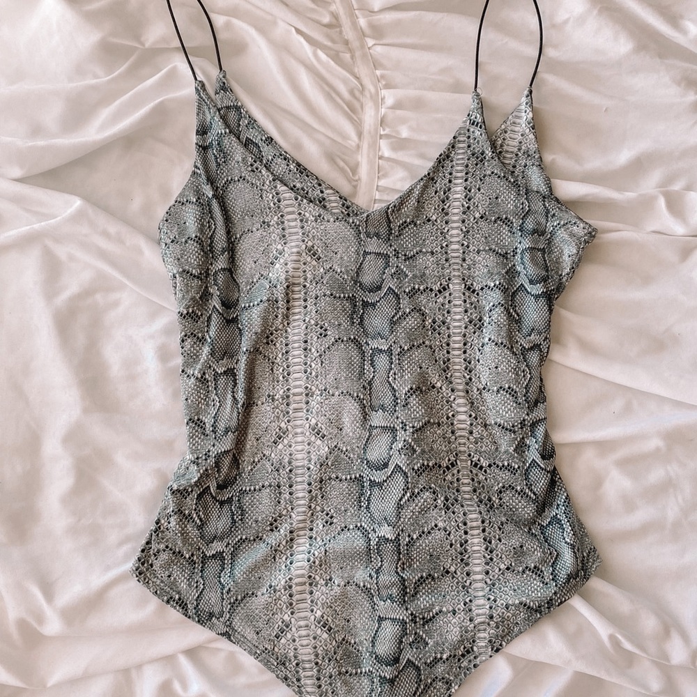 Gray Snakeskin Bodysuit